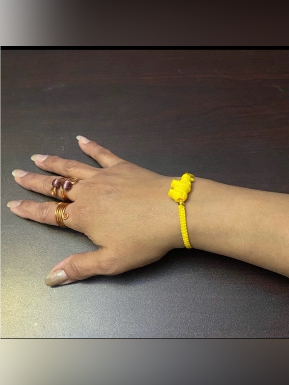 Vibrant Yellow Friendship Macrame knotted  Bracelet with Rhino Charm